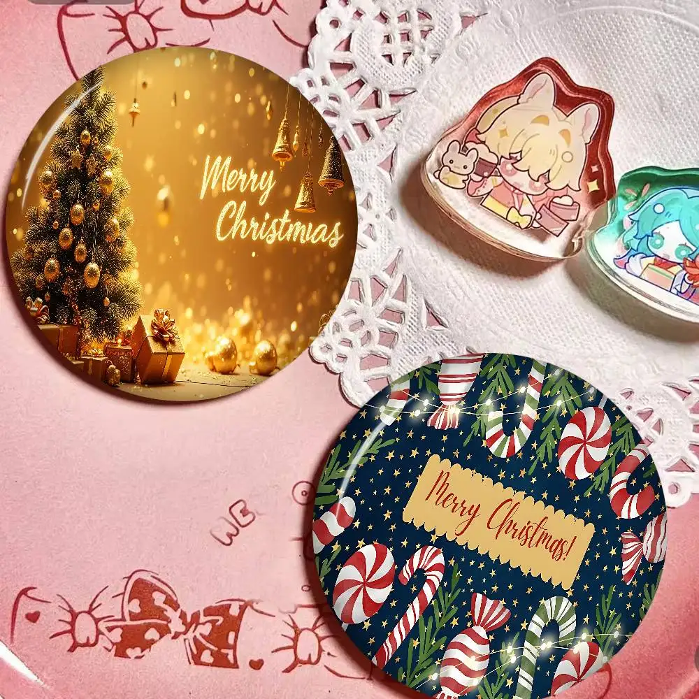 Merry Christmas Anime Brooches Cute Cartoon  Badge Jacket Jeans Lapel Pin Gift Accessorie