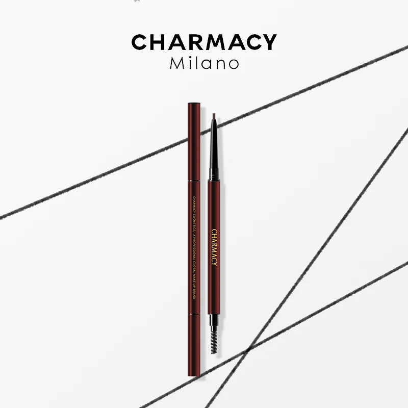 CHARMACY-lápiz triangular ultrafino para cejas, maquillaje de larga duración, resistente al agua, negro y marrón, 6 colores