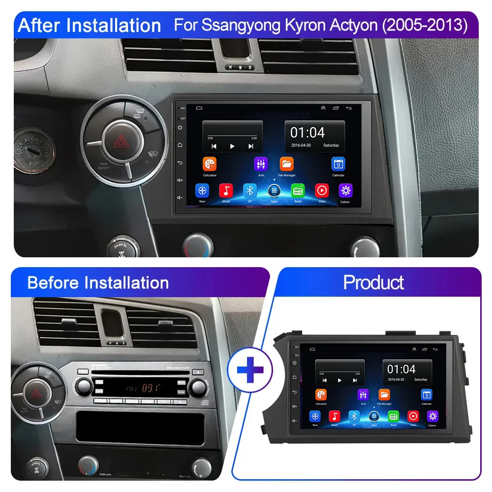 Android Radio For Ssangyong Kyron Actyon 2005 2006 2007 2008-2013 Car stereo Multimedia Player Carplay Auto GPS navigation DSP