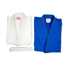 IJF-traje profesional de artes marciales para hombre y mujer, uniforme de Judo, Kimono de un solo tejido, blanco y azul, aprobado por IJF