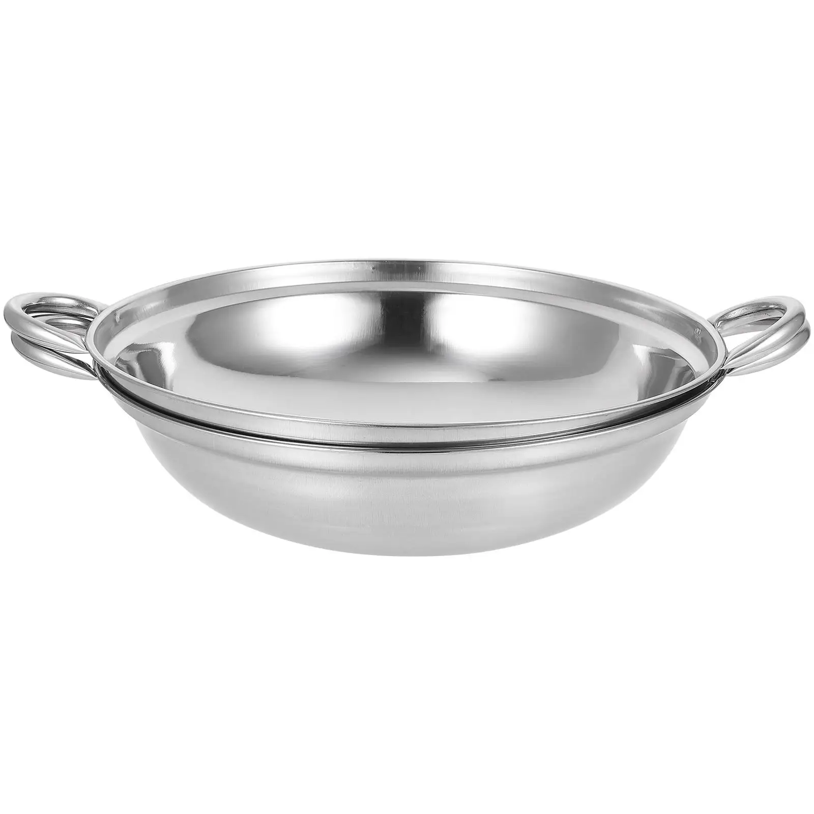 

2 Pcs Stainless Steel Pot Black Metal Cooking Pan Lid Kitchen Tool H Anti spill Thicken Non Stick Easy Clean