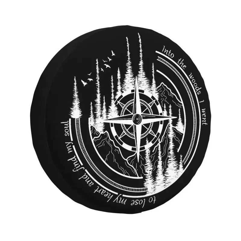 

Custom Compass Mountains Camping Adventure Spare Wheel Cover for Jeep Pajero 4WD RV Tire Protector 14" 15" 16" 17" Inch