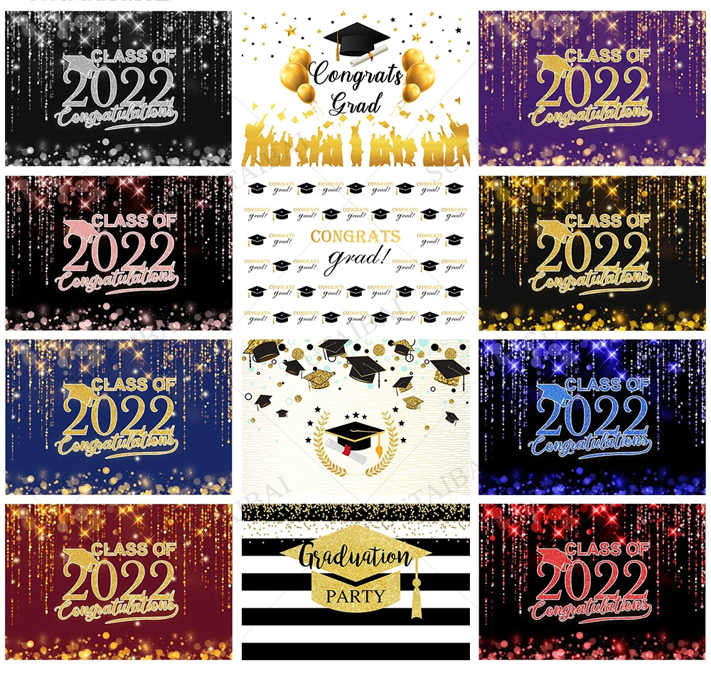 

Graduation Season Party Photocall Class of 2022 Photography Backdrop Photographic Decoration Backgrounds for Photo Studio