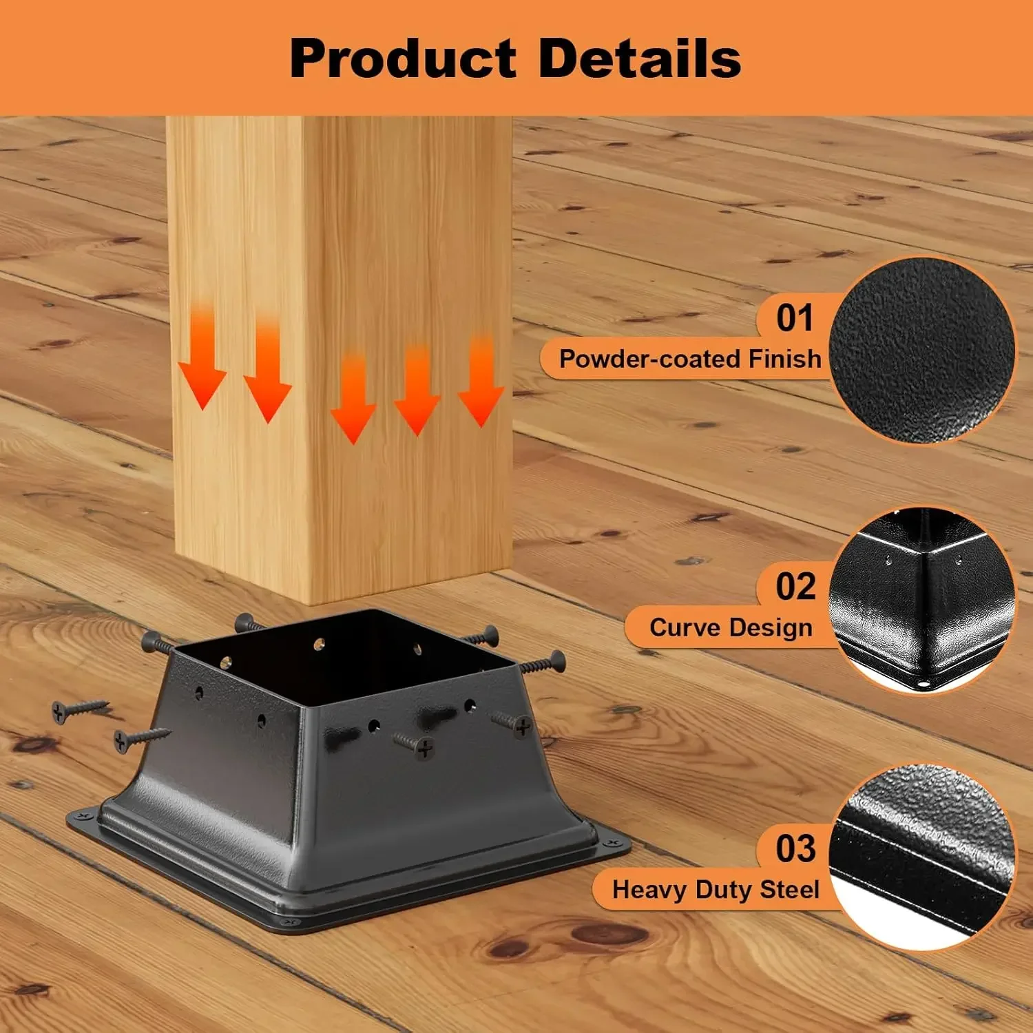 

[XMSJ]4x4 Post Base 15Pcs, Internal 3.5"x3.5" Heavy Duty Powder-Coated Steel Post Bracket Fit for Standard Wood Post Anchor