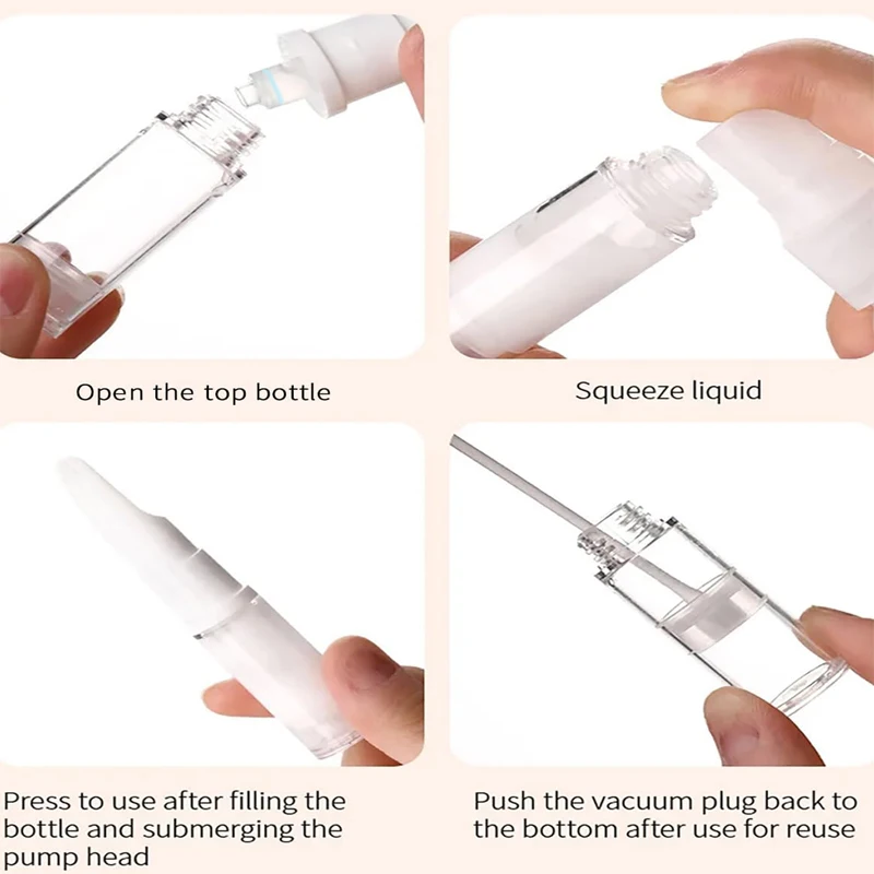 4Pcs 5ml 10ml Empty Mini Clear Plastic Liquid Foundation Vacuum Pump Bottles Travel Sample Container Makeup Tubes Vials