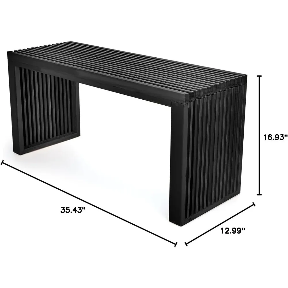 Bamboo Dining Bench, 35 inch Farmhouse Decor Indoor Kitchen Table Bench, Entryway Shoe Rack , Outdoor Bench