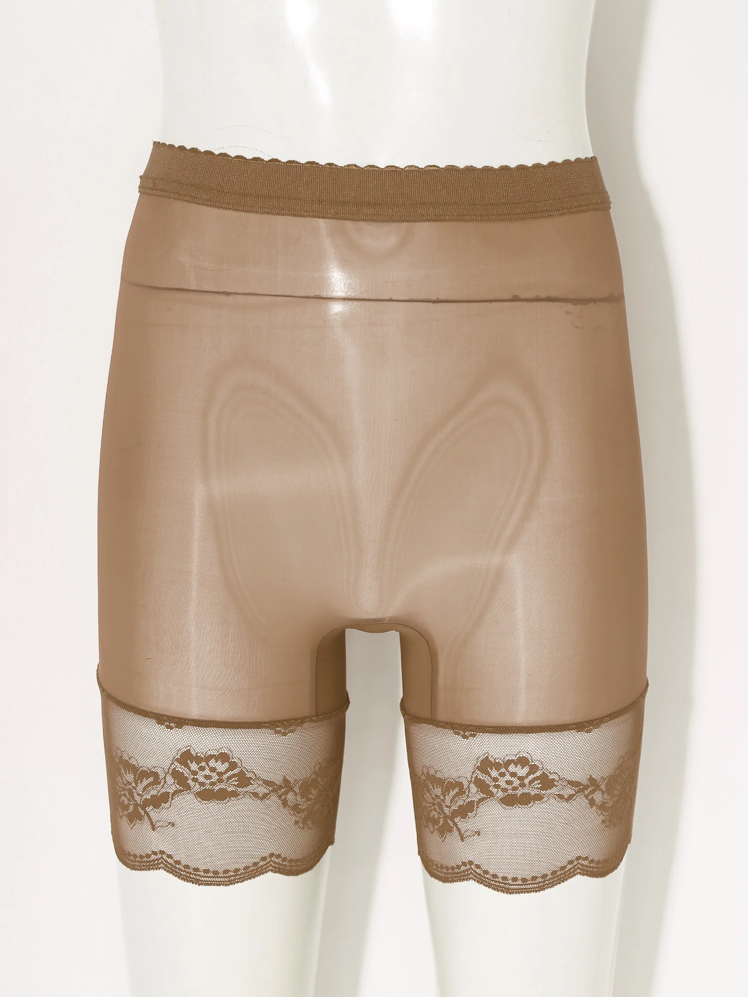 

Women Floral Transparent Solid Glossy Sliky Lingerie Underwear Elastic Waist Lace Boyshort Panties Underpants for Dating Night