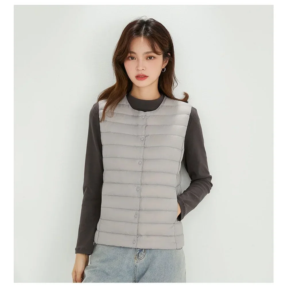 Gilet imbottito senza maniche da donna Gilet ultraleggero da donna Gilet a due vie da donna Fodera invernale senza maniche calda portatile