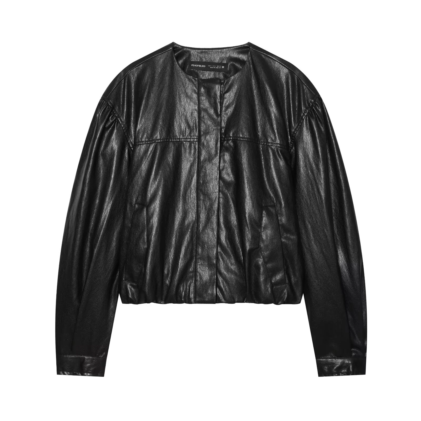 European and American style 2026 spring/summer new women's long sleeved balloon shaped imitation leather jacket jacket