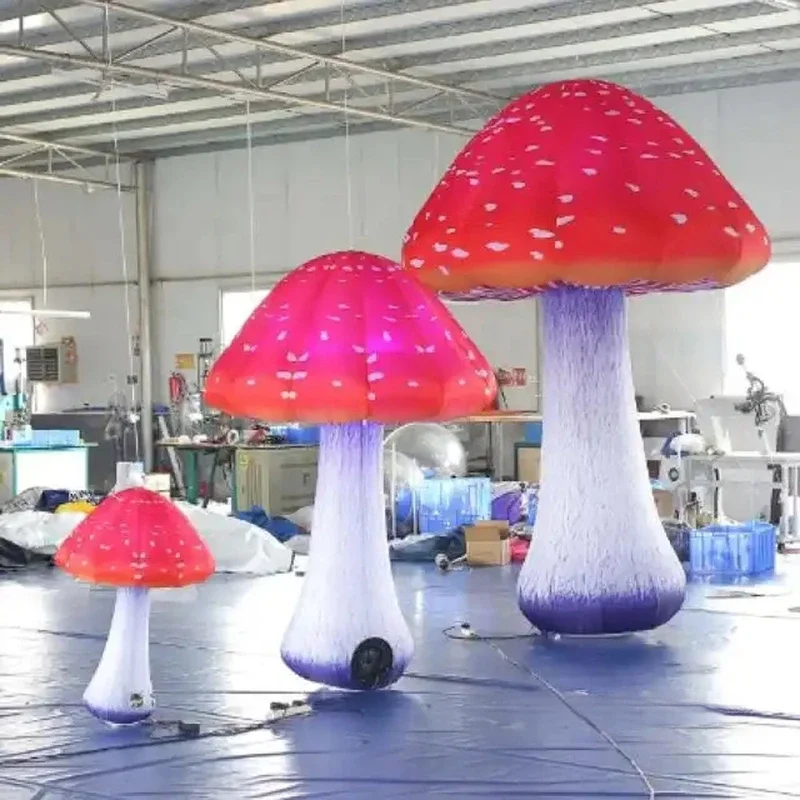 New inflatable mushroom model with LED lights artificial inflatable mushroom plant balloon blow up flower for outdoor decoration