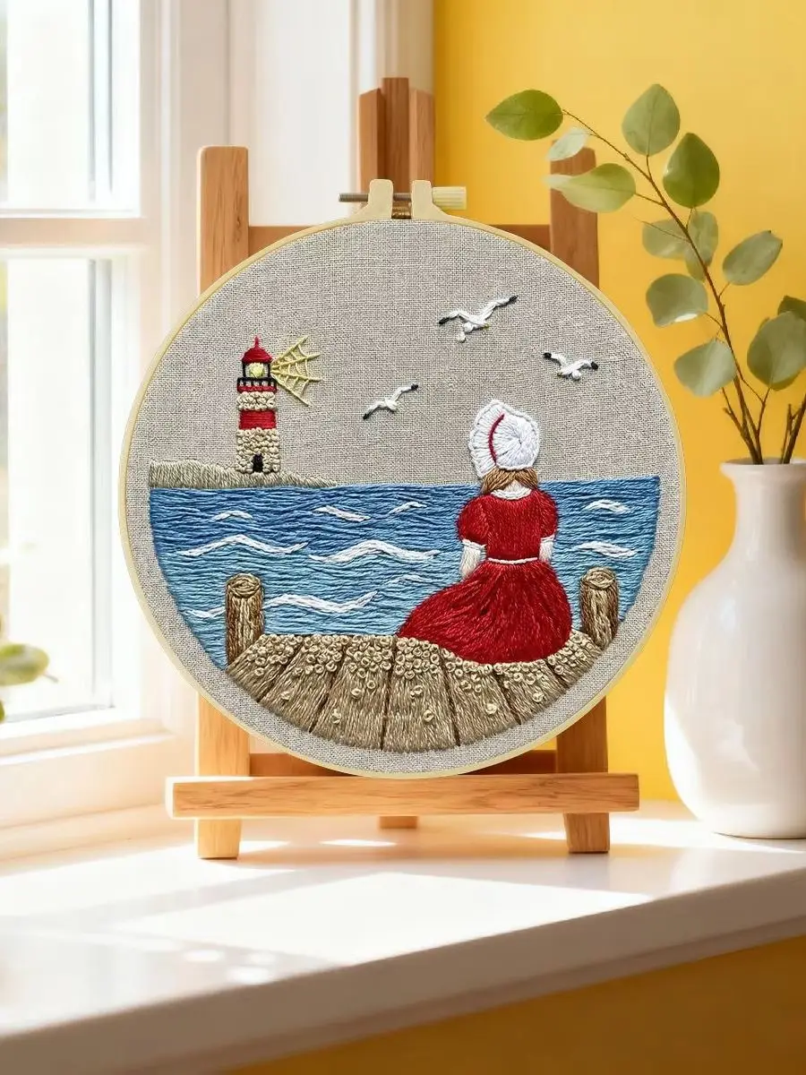 1 Stück 20X20CM/15X15CM 7,87/6,3 Zoll Das alte Mann-Stickerei-Starter-Kit DIY-Kit DIY-Stickerei-Set Handarbeiten Malerei – Detail 6