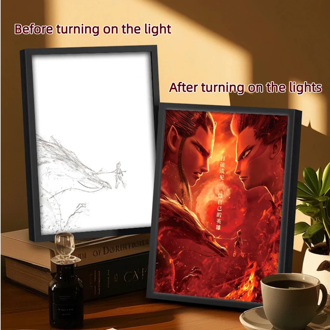 

Anime Dragon Ball Goku Vegeta Photo Frame Led Moon Night Light Painting Birthday Bedroom Atmosphere Decor Original kids Gifts
