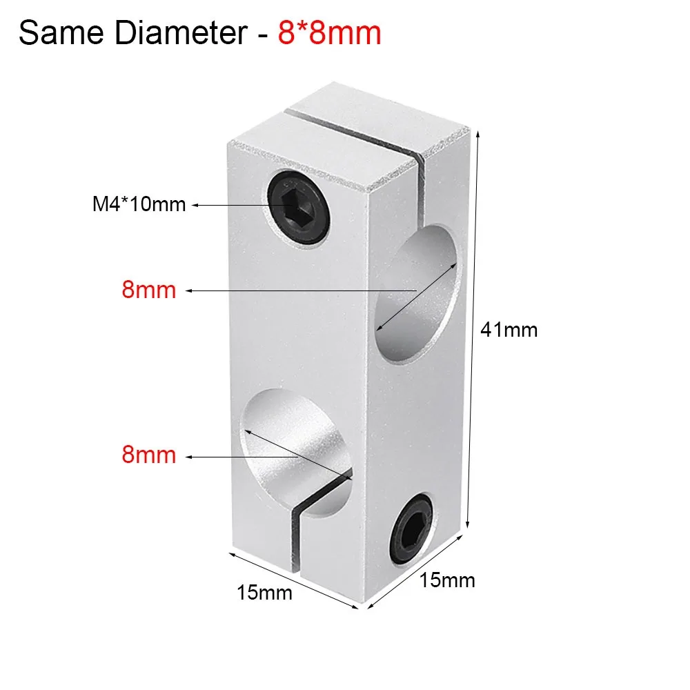 1Pcs Optical Axis Pillar Fixing Clamp Vertical Fixed Diameter Cross Block Steel Pipe Fixing Bracket Aluminum Alloy