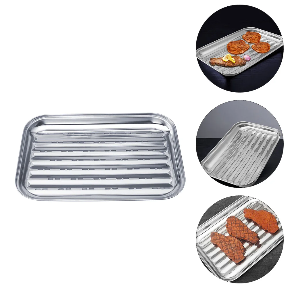 

Stainless Steel Grill Pan Tray Griddle Outdoor Roaster Baking Frying Plate Grilling Barbecue Basket