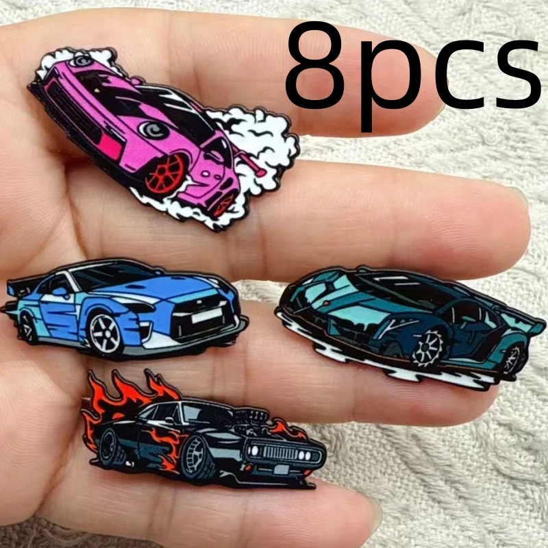 8pcs Cool Cartoon Race Car Pins Speedy Enamel Sports Car Brooch For Clothes Backpack Metal Pin Lapel Badge Gifts