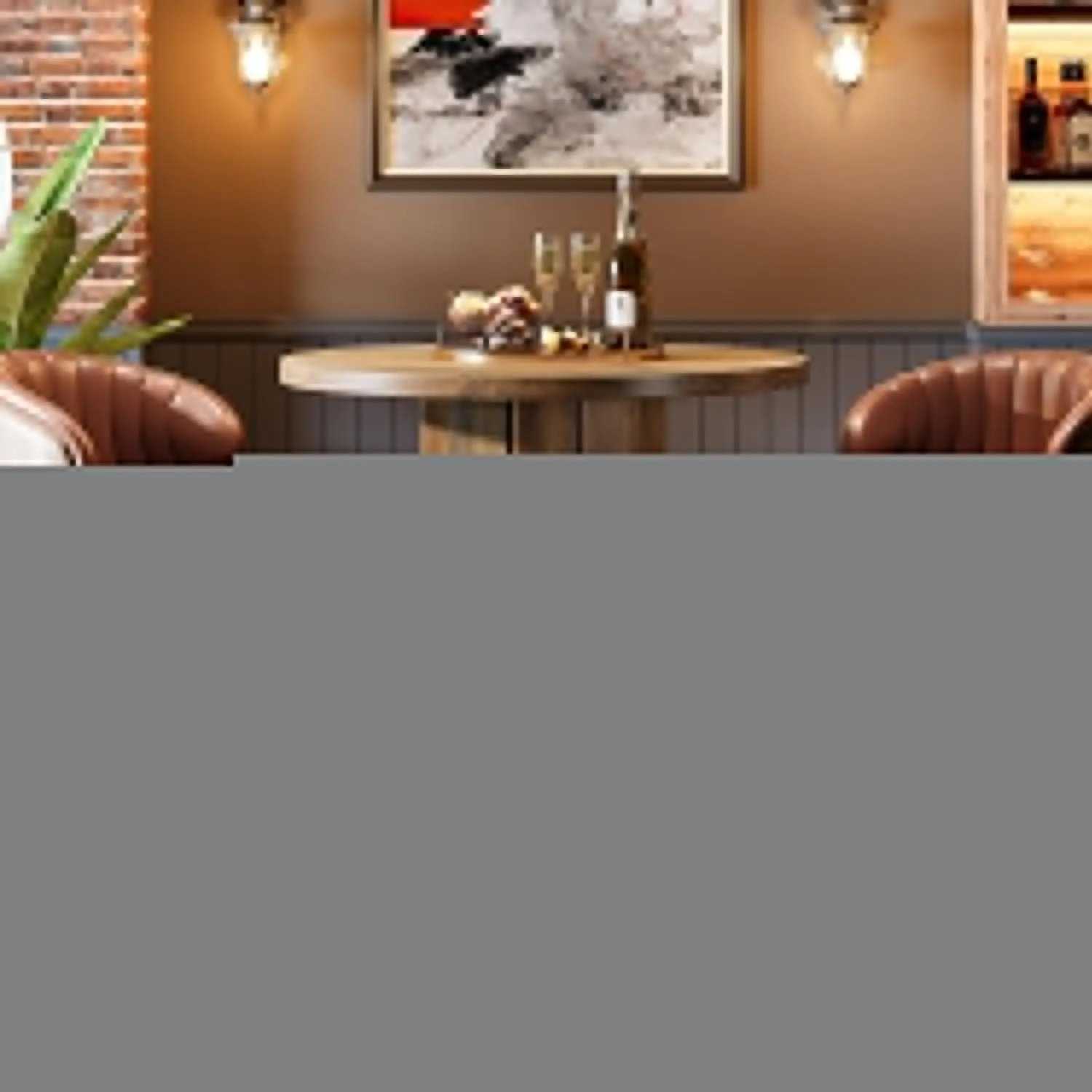 

Round Bar Table, 39.4" H Wood Bistro Pub Table with Metal Ring Footrest for Dining Coffee Cocktail Living Room,, Customized