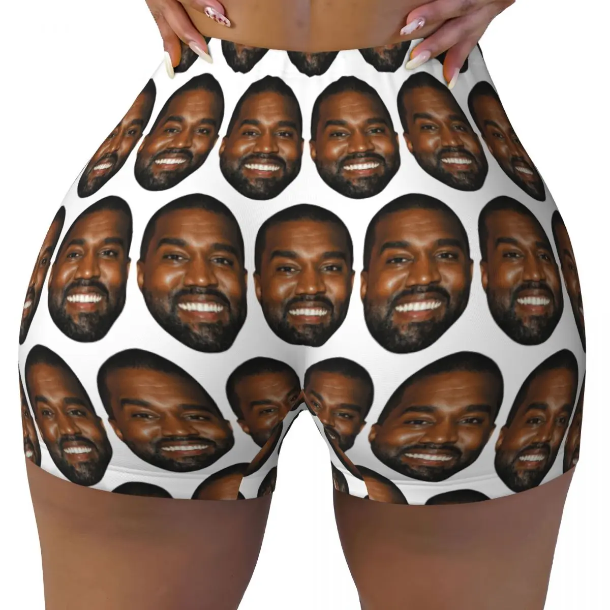 

Custom Women's Funny Kanye West Meme Workout Yoga Shorts Rapper Music Producer Gym Athletic Biker Running Shorts