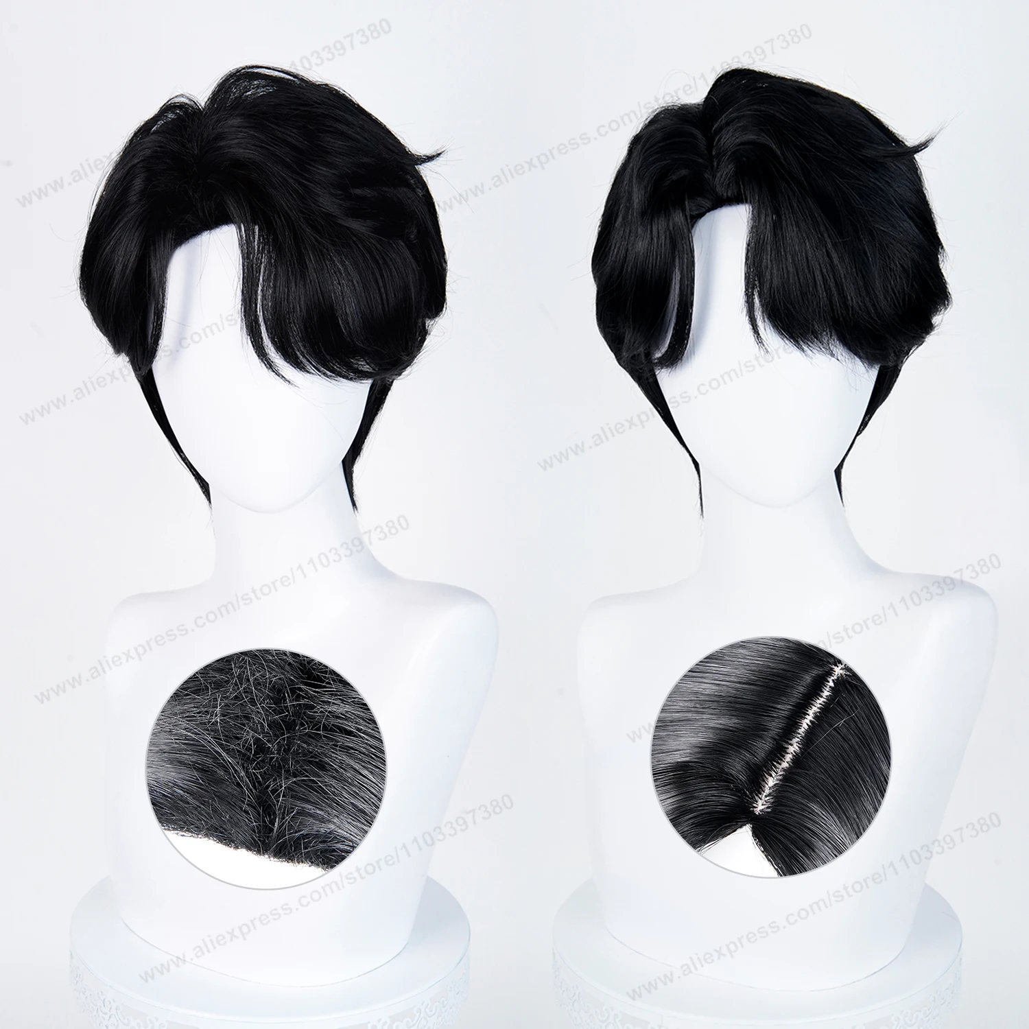 

Saja Boys Jinu Cosplay Synthetic Wig 28cm Short Black Men Hair Anime Heat Resistant Wigs