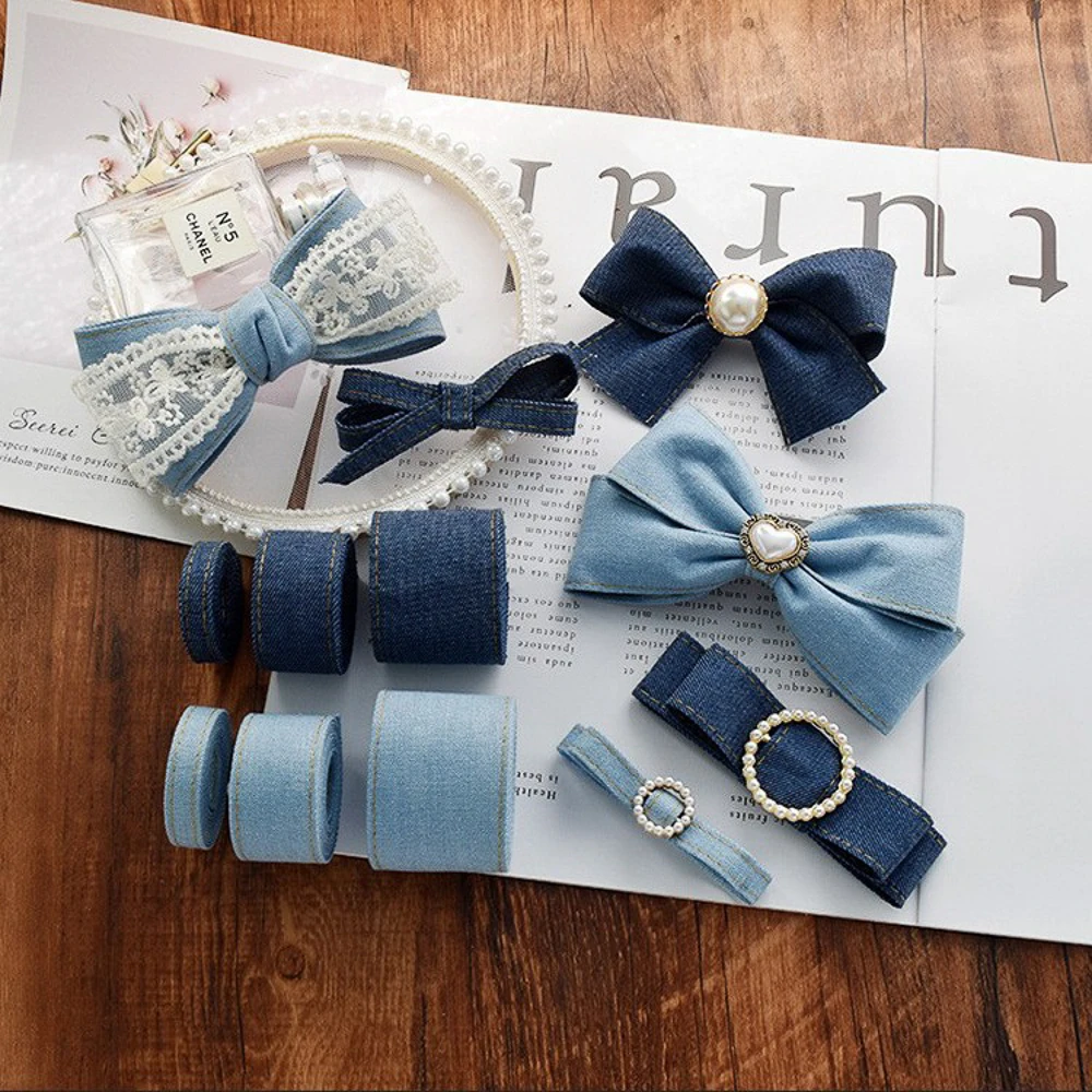 5 Meter Denim-Gurtband, flaches Cowboy-Stoffseil für DIY-Bastelarbeiten, Halsketten, Haaraccessoires, Heimdekoration. – Detail 6