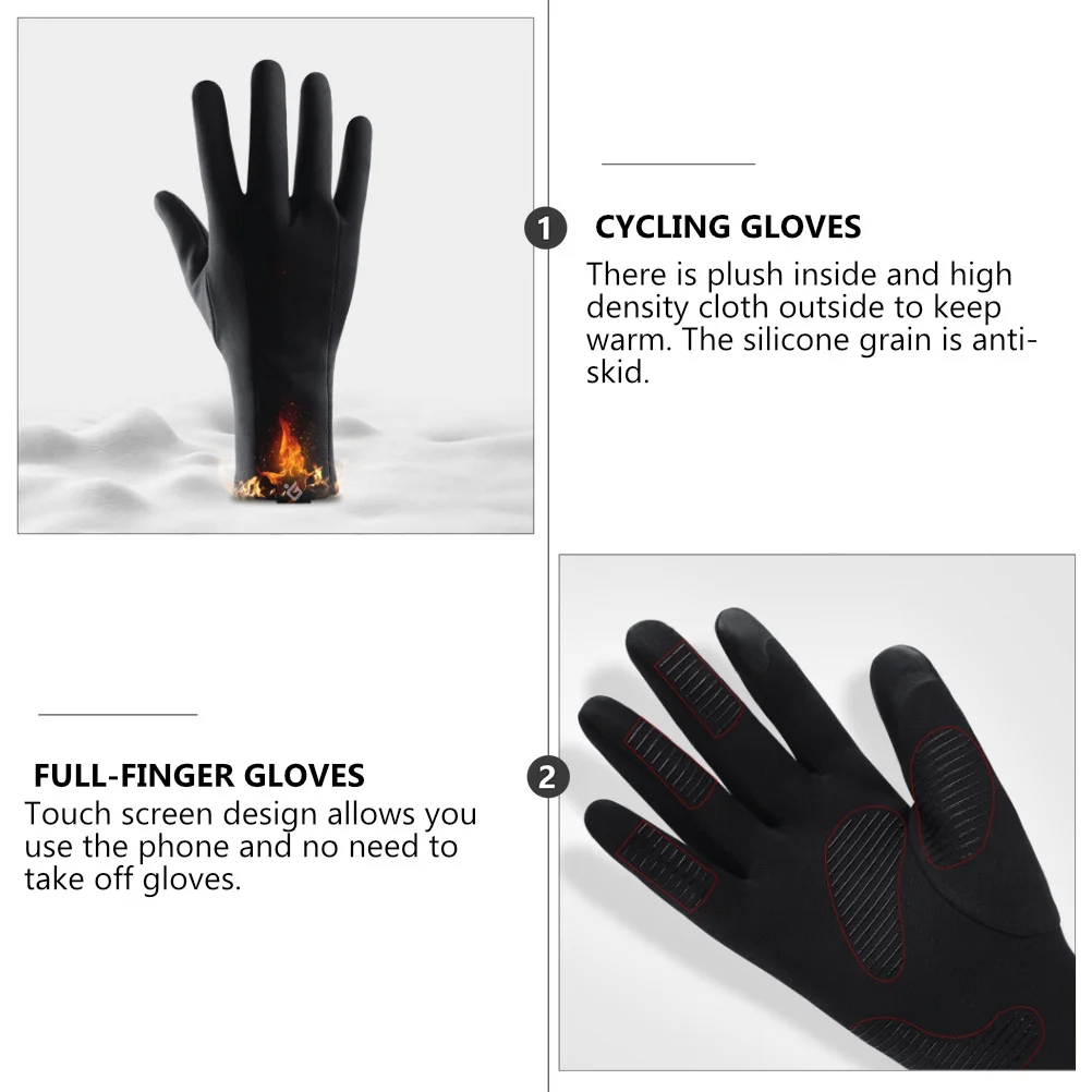 

1Pair Thermal Windproof Gloves Anti-Slip Full-Finger Cycling Gloves for Winter Outdoor Activities Skiing Mountaineering