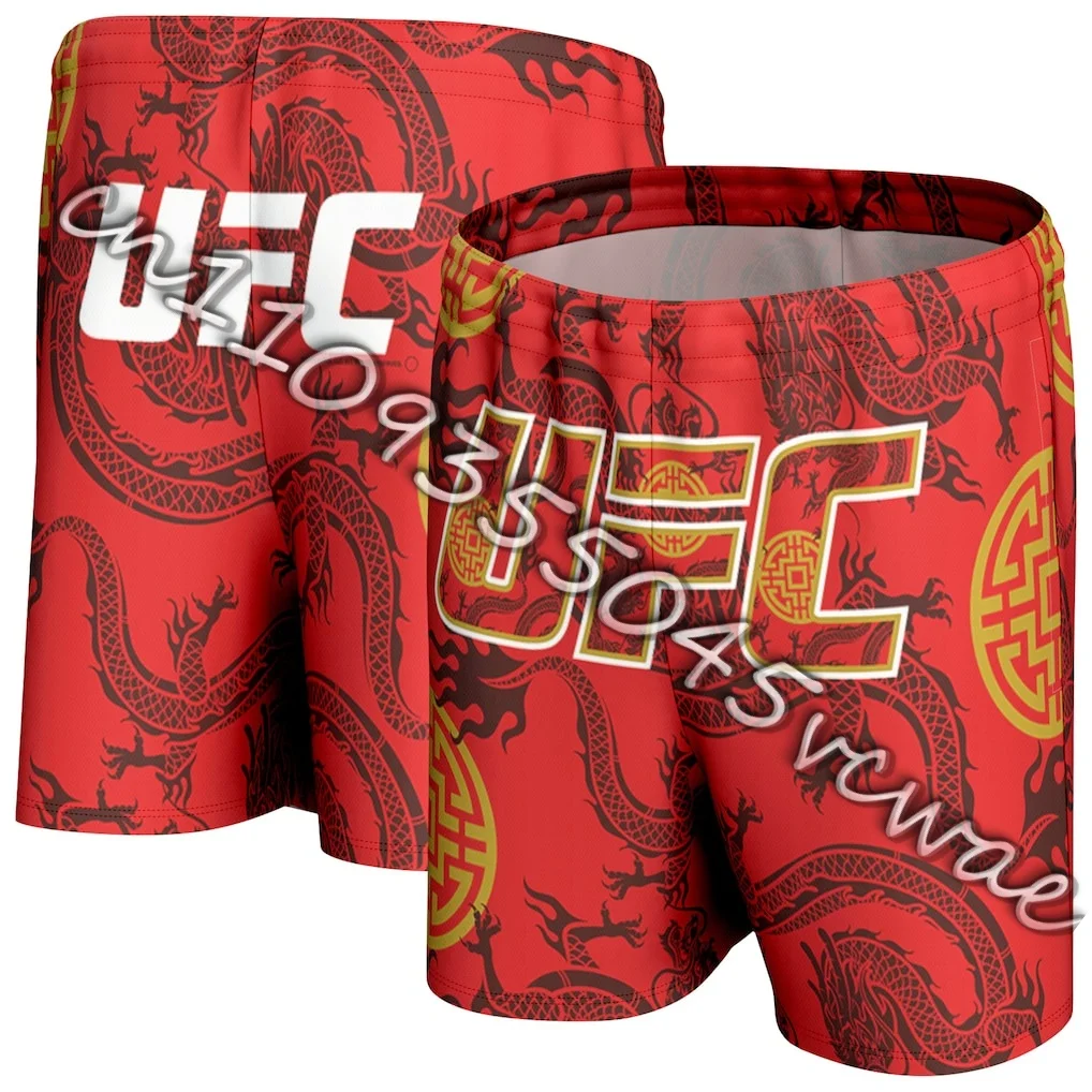 

3D-печатные шорты UFC Unprotected для Брендона Морено, красные. Спортивные, удобные и быстросохнущие шорты UFC