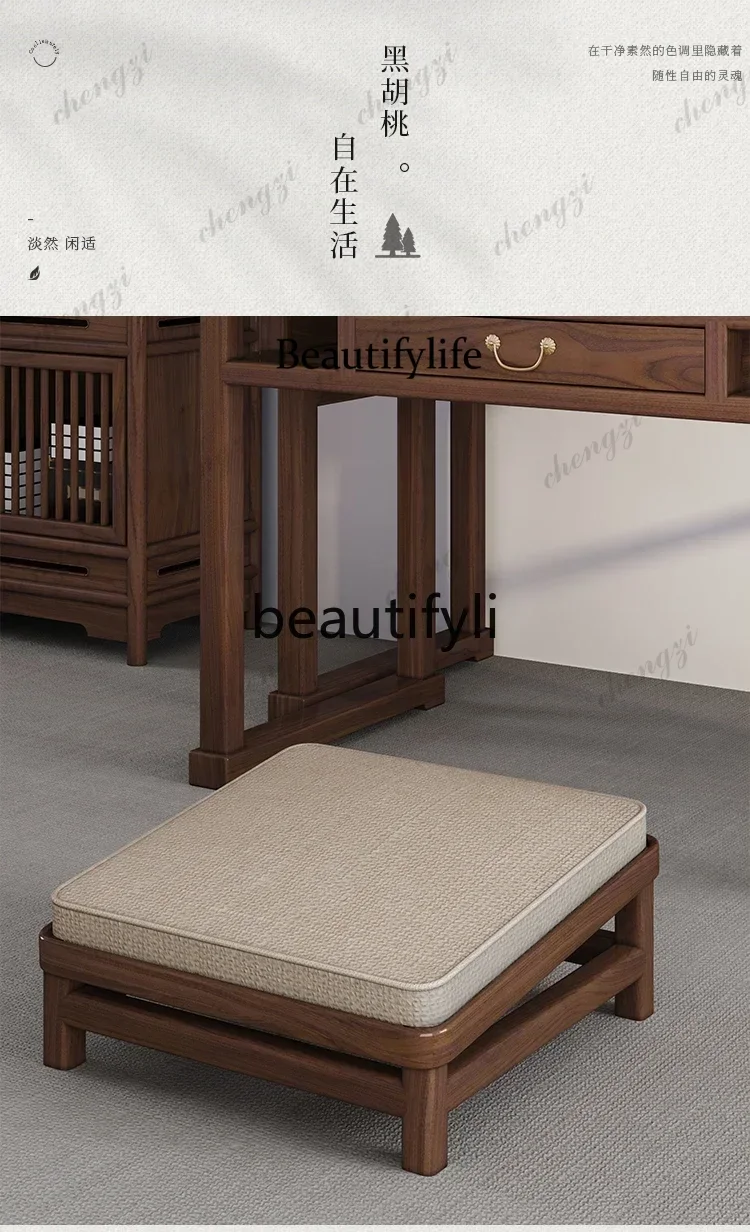 D5556 Temples, temples, solid wood worship stools, household mats, thickened futons, seat cushions, black walnut kneeling stools