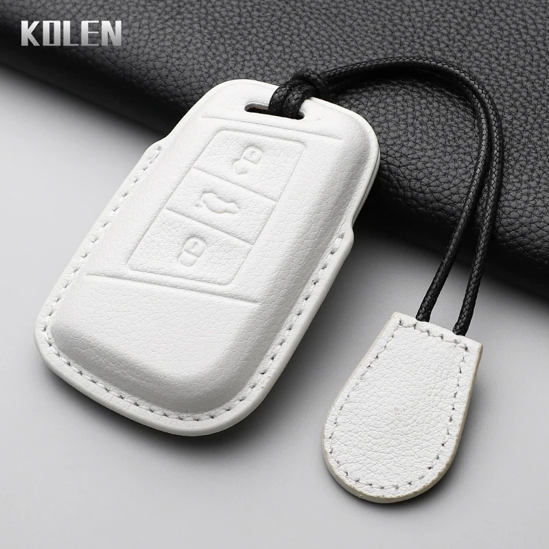 Leather Car Key Case Cover Shell Fob For VW Volkseagen Passat B8 Magotan For Skoda Superb A7 Kodiaq Seat Protected Keychain Bag