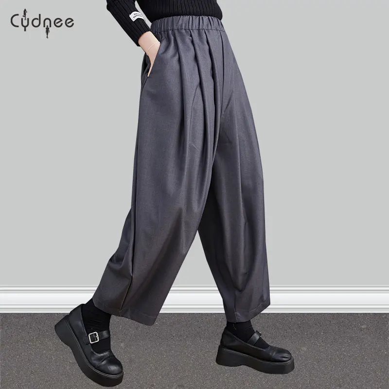 

Spring Summer Casual Stretchy Solid Color Trousers Plus Size Harem Pants Women High Waisted Wide Leg Palazzo Pants Pantalones