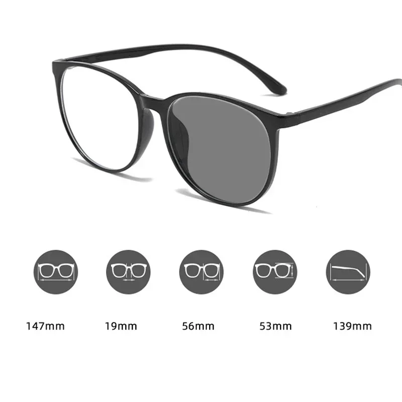 Men Women Photochromic Reading Glasses Vintage Outdoor Smart Intelligent Sunglasses Unisex Retro Presbyopia Eyeglasses Frame