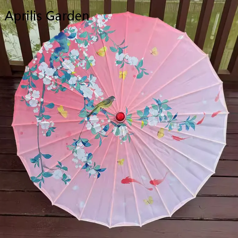 70/82cm Women Parasol Silk Cloth Oil Paper Umbrella Classical Dance Hanfu Chinese Ceiling Decoration Cheongsam Fashion Show