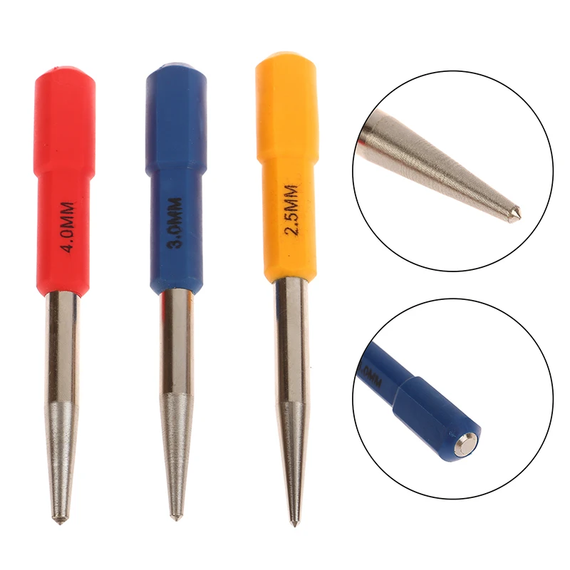 3Pcs/set Center Punch High Hardness Positioning Punch Chisel Pricker Durable Central Hole Positioning Tools