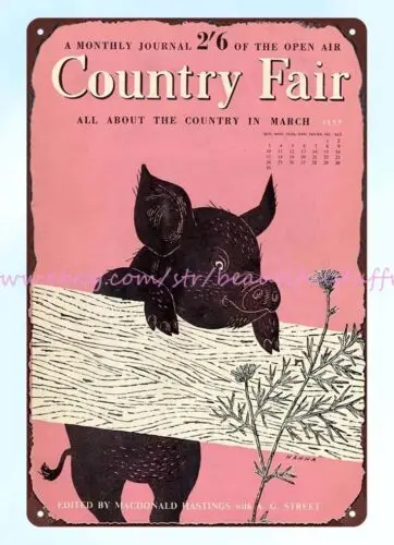 1950s country fair pig metal tin sign cafe tavern home decor