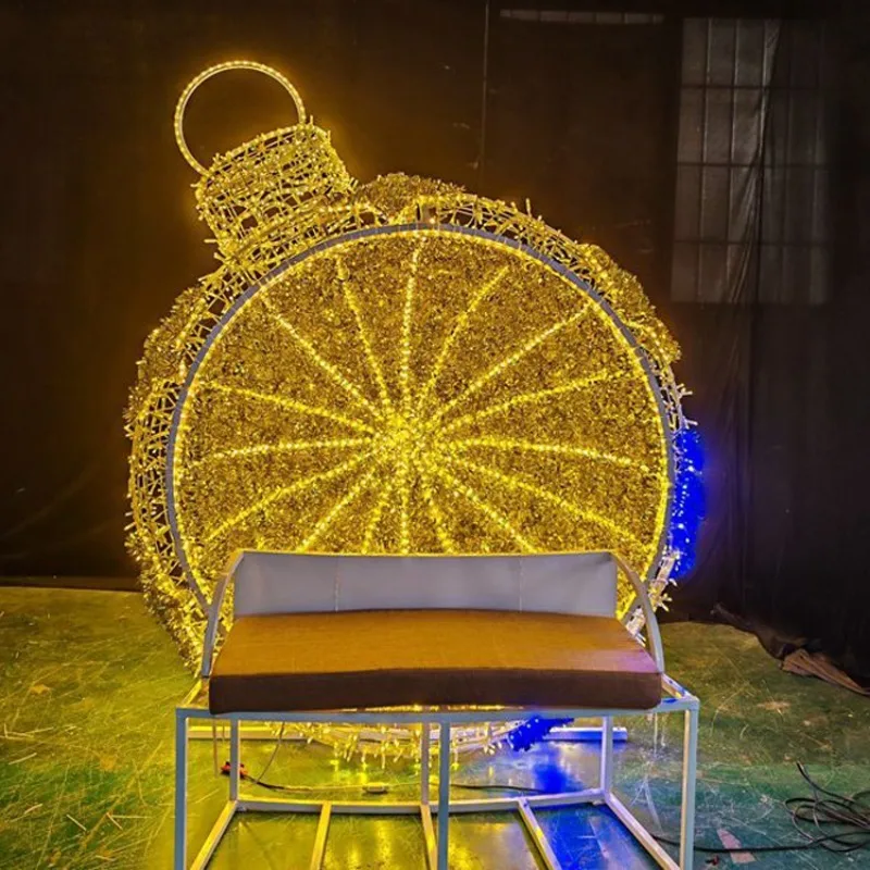 Large outdoor decoration warm giant 3D diode family office building hotel Christmas holiday decoration Santa chair pattern