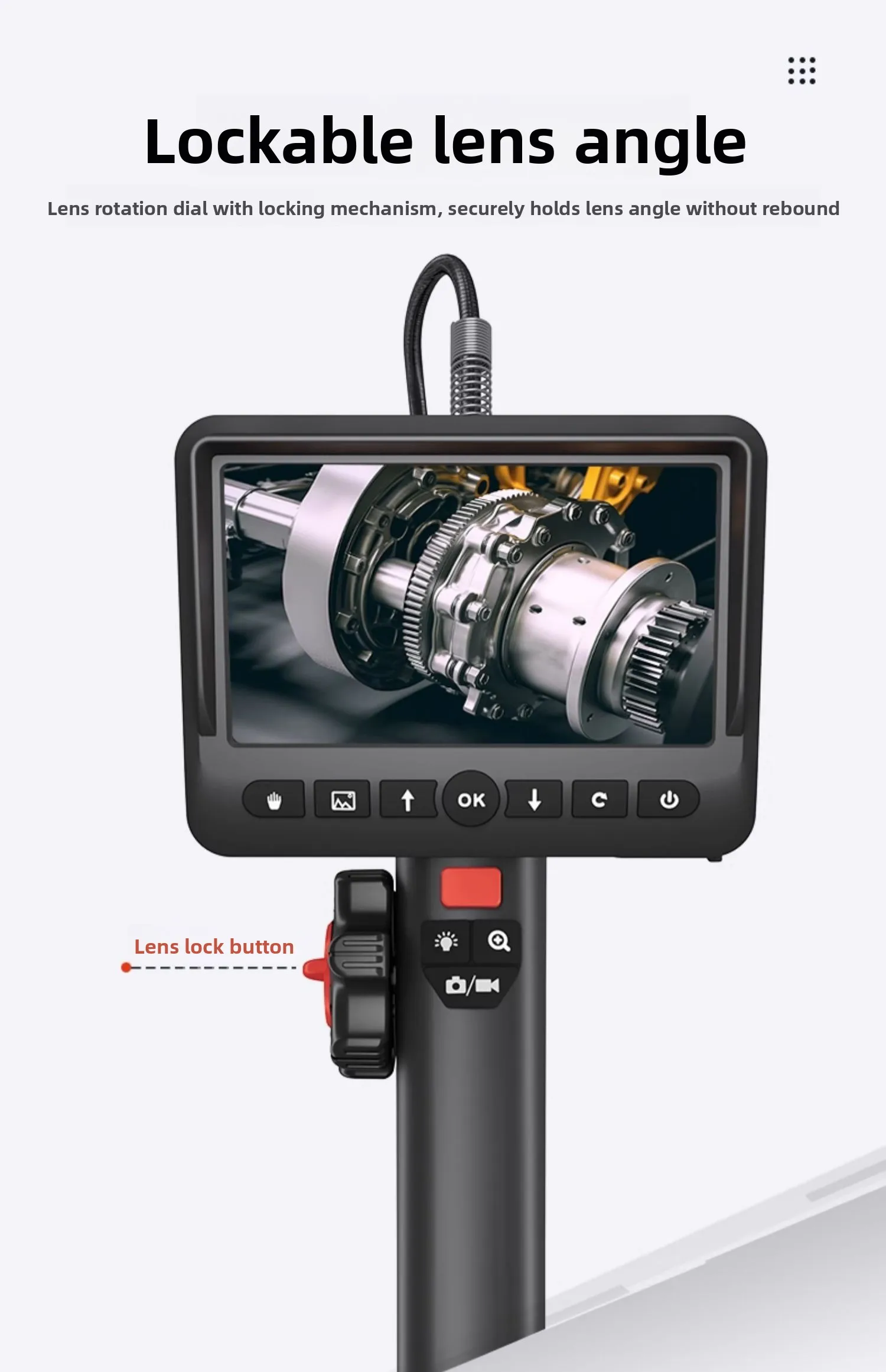 LMM360 degree steering industrial endoscope high definition camera with screen rotating dual lens sight mirror
