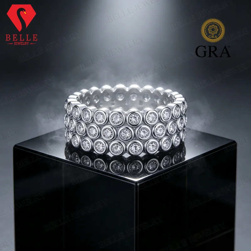 Moissanite Ring Round Cut D Color GRA Certified 925 Sterling Silver Factory Direct Versatile Office Wear Women Fine Jewelry