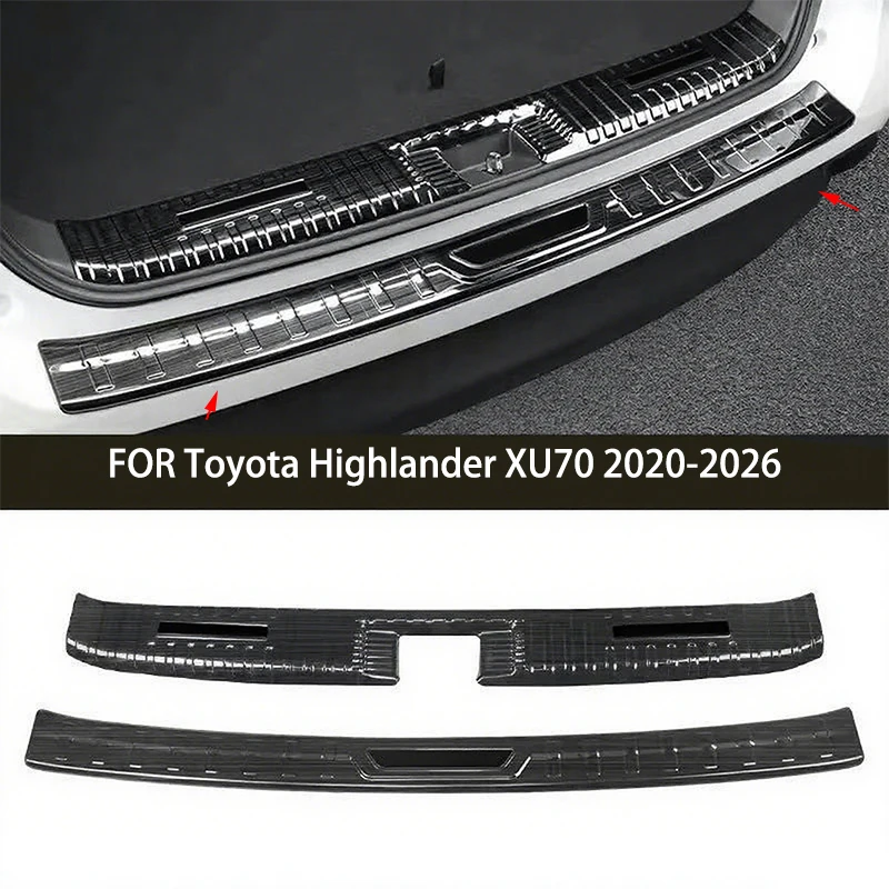 

ПОДХОДИТ ДЛЯ Toyota Highlander XU70 2020-2026 Нержавеющая сталь Задний багажник снаружи внутри Защитная крышка бампера Накладка на порог