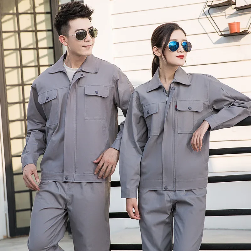 

Cotton Work Coveralls Set Men's Wear-resistant Spring Autumn Long Sleeves Labor Protection Clothing Workwear Factory Clothes