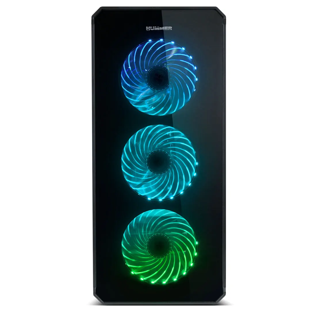 Computer Box Pc Desktop Tower Atx Hummer Tgx Rgb Crystal Temp Gaming-Nox