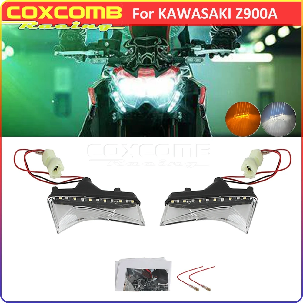 

2 in 1 Front Motorcycle Turn Signal Light LED DRL For Kawasaki Z900 Z 900 2020 2021 2022 2023 2024 Left&Right Day Running Lamp