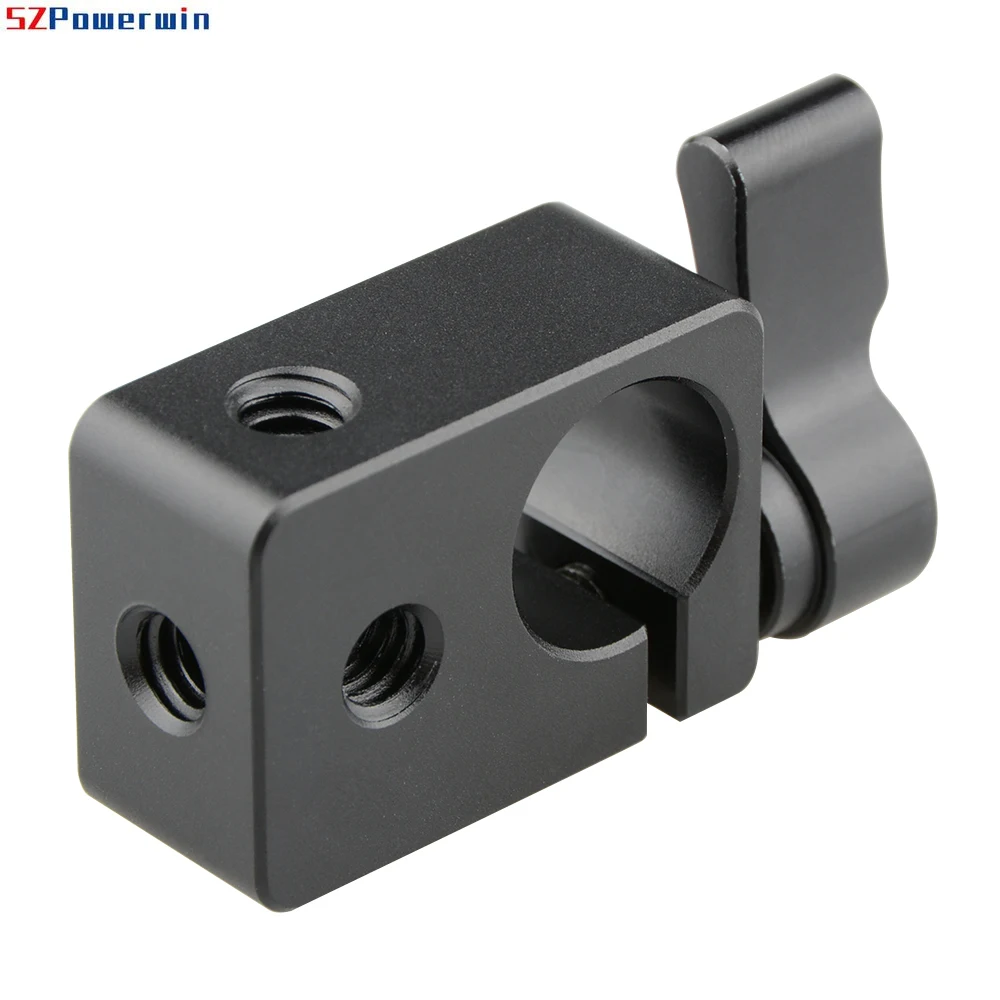 15mm Single Rod Clamp Adapter with Adjustable Khumbscrew & 1/4" Threaded Holes for Camera Accessories, 15mm Rail System