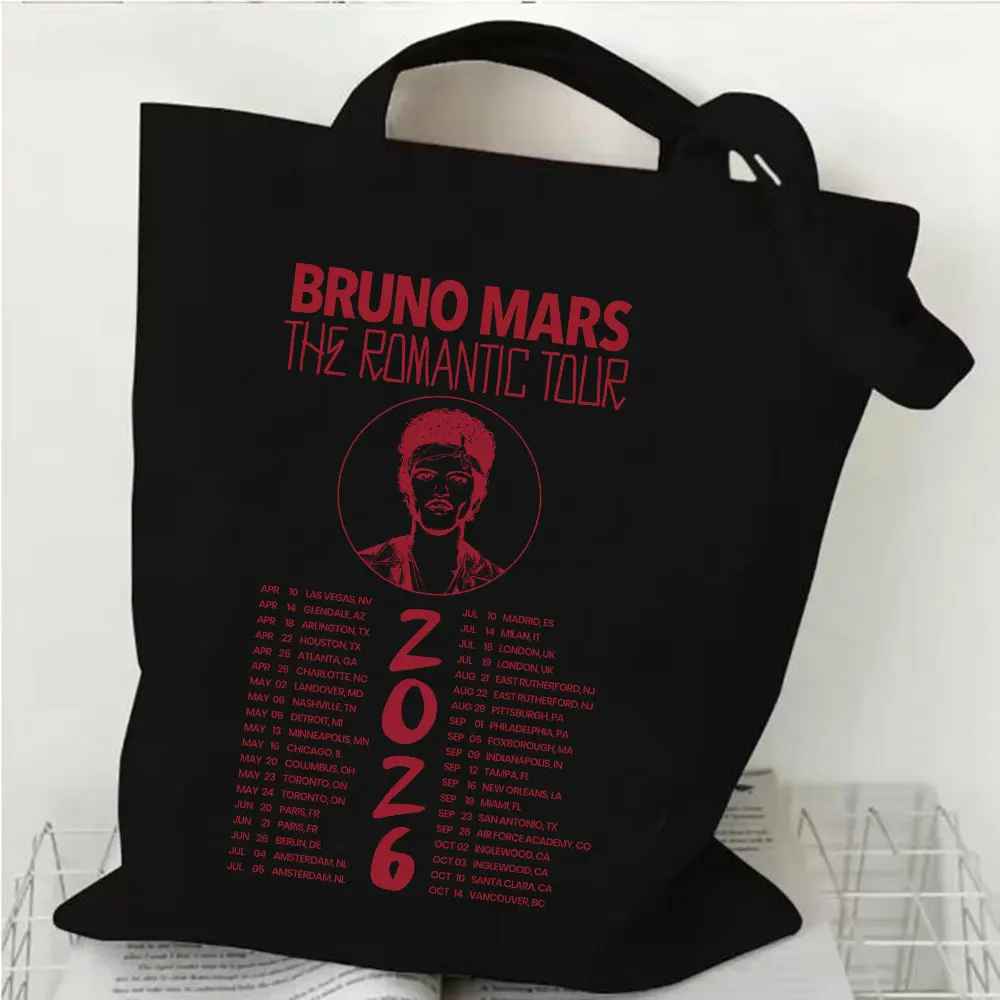 Bruno Mars The Romantic Tour 2026 Graphic Canvas Bag Shopping Tote