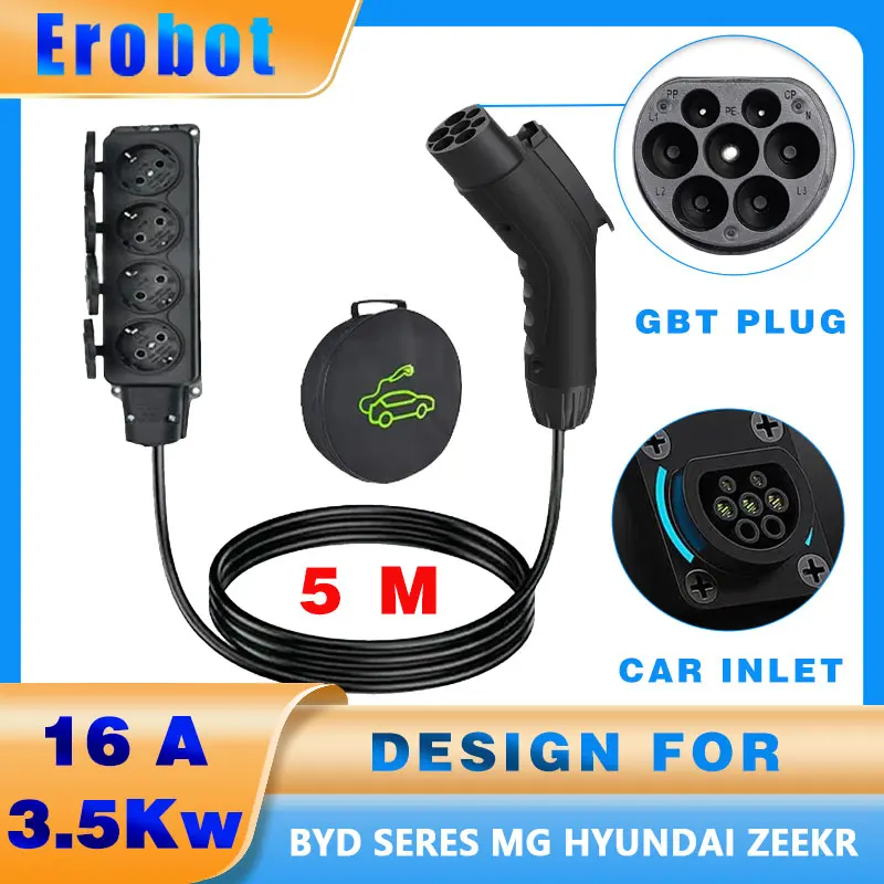 Erobot scaricatore per auto GBT converti in presa Schuko V2L di spina GB/T in presa europea Design per Ourdoor ZS MG4 BYD ATTO3