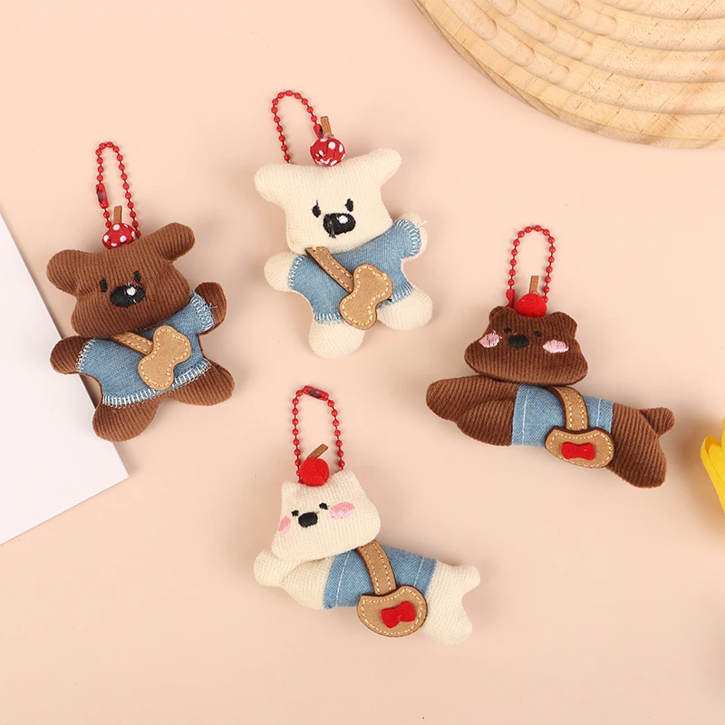 LLavero de cachorro de osito Kawaii, llavero de Animal de peluche de dibujos animados, llavero encantador, bolso de pareja, colgante, decoración, accesorios para llaveros