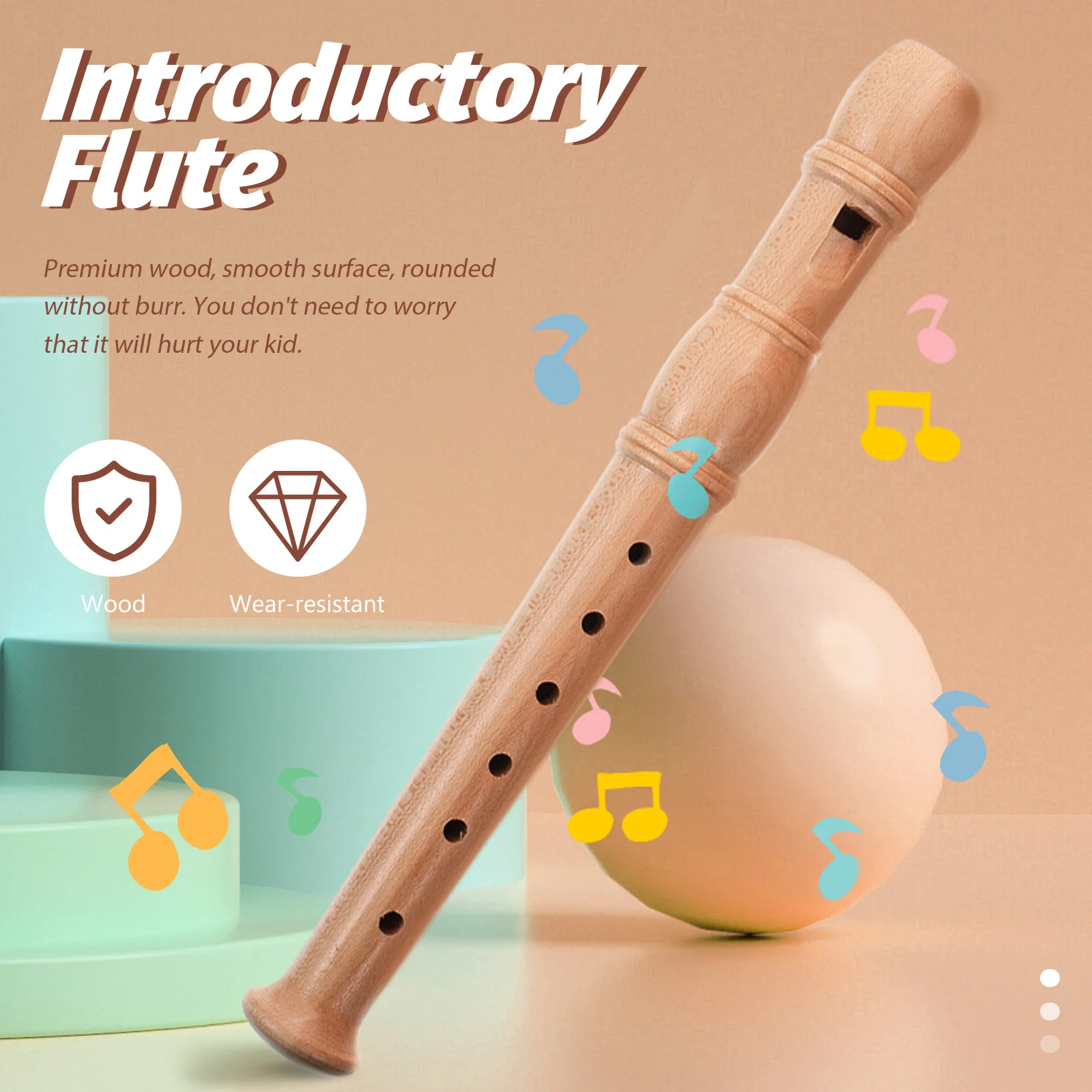 Wooden Children's Clarionet Musical Flute Toy Student Practice Wind Instrument Recorder Rounded Surface Clarinet Soprano