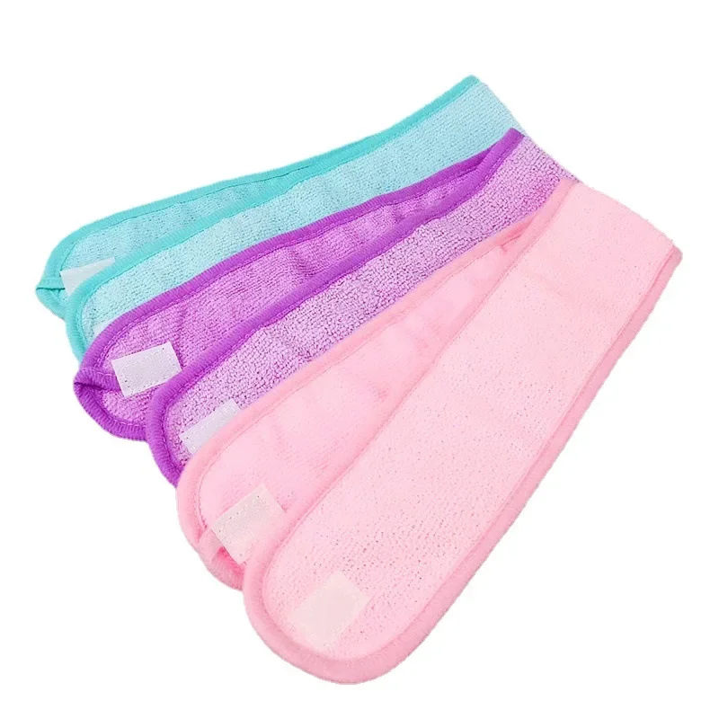 1 pc maquiagem hairband cílios extensão spa facial bandana toalha de maquiagem com fita mágica envoltório cabeça terry pano bandana estiramento
