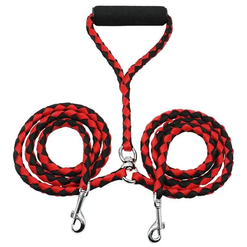 1.4m Pet Double Leash 360 Degree Rotation Knotless Pet Walking Leash With Double End Dog Walking Leash Nylon Durable Pet Access