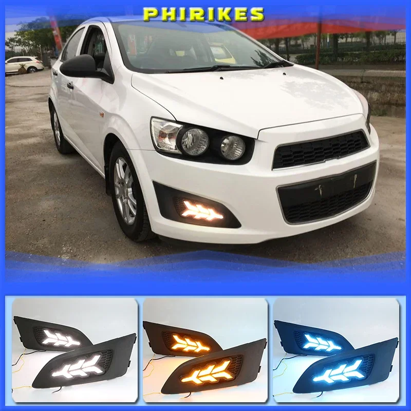 1 Set Car LED DRL Light Daytime Running Light Daylight With Turn Signal Lamp For Chevrolet Chevy AVEO Sonic 2011 2012 2013