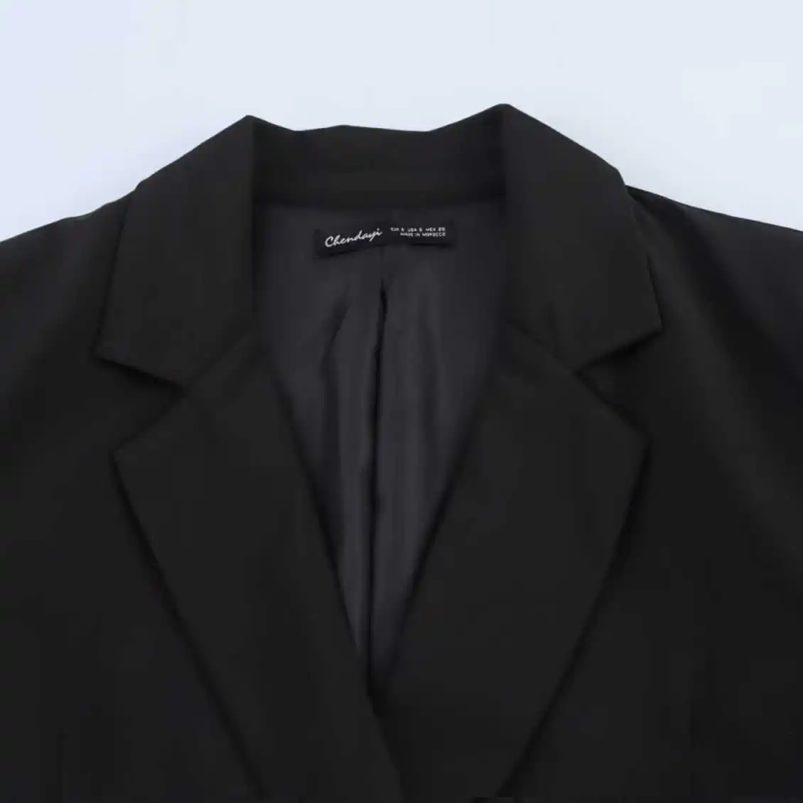 

Loose Casual Double-Breasted oulder-Padded Suit Jaet Women's Faion Commute Sle Long Sve Classic Collar Pure Color