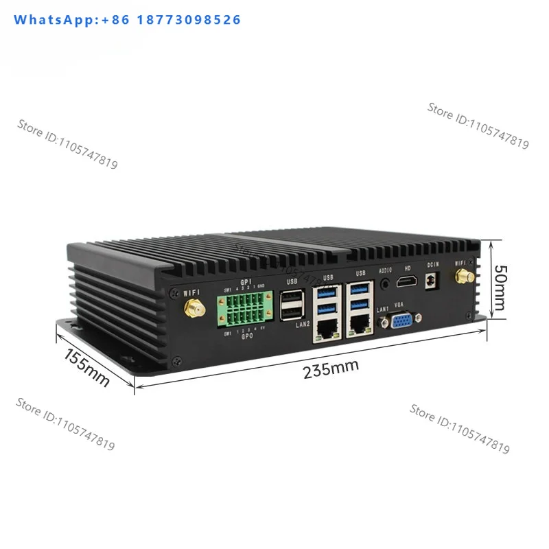 Industrial control computer dual network four network six serial port  embedded industrial fanless host