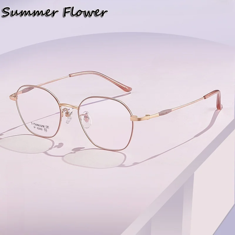 

Women Hexagon Eyeglasses Elegant Light Pure Titanium Fashion Designer Optical Glasses Round Frame for Female